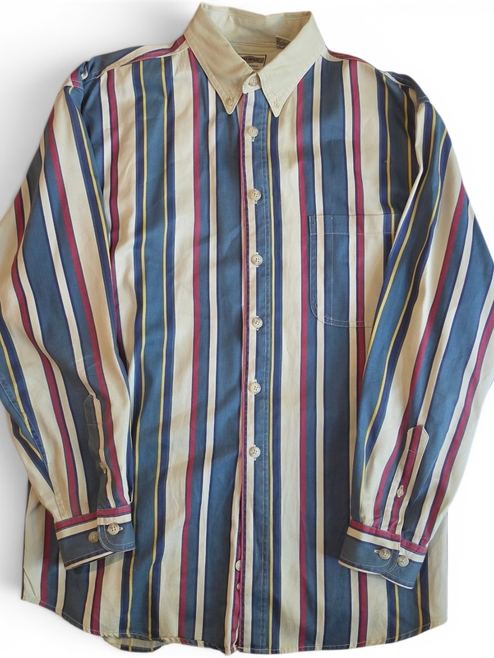 Vintage 90s Outfitters Halifax vertical multi color striped cotton shirt